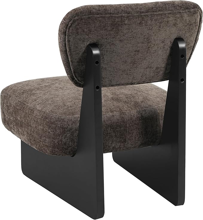 Christopher Knight Home Mores Low Profile Accent Chair Set of 2 Modern Living Room Armless Lounge Chair Fabric Comfy Reading Chair for Bedroom Wooden Frame and Thick Padded Seat Black+Dark Brown