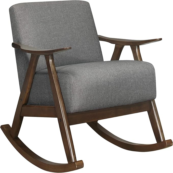 Lexicon Helena 28.5 W Fabric Wood Arm Rocking Chair Gray