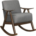 Lexicon Helena 28.5 W Fabric Wood Arm Rocking Chair Gray