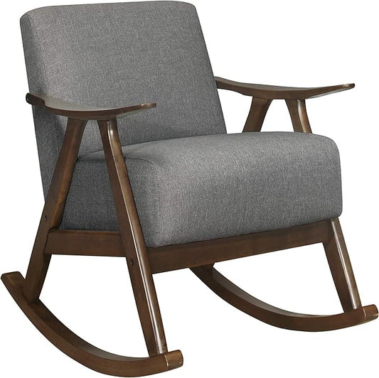 Lexicon Helena 28.5 W Fabric Wood Arm Rocking Chair Gray