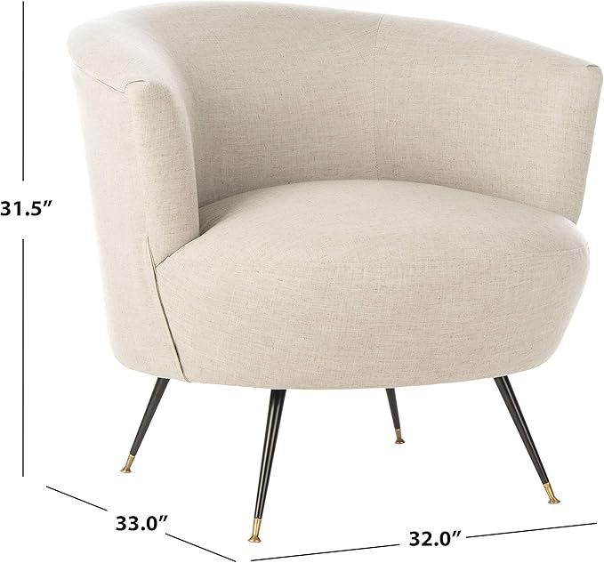 Safavieh Home Arlette Mid-Century Retro Light Grey Velvet Accent Chair