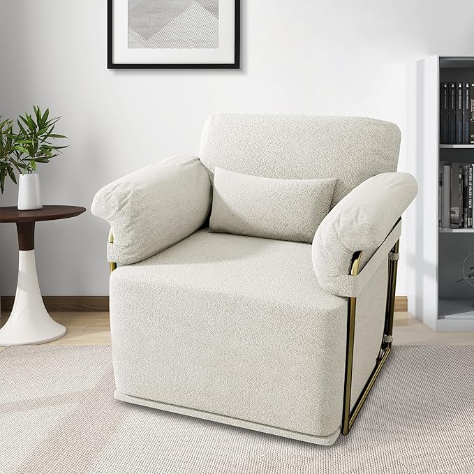 MASAKA B&ampW Classic Square Swivel Recliner Chair Manual Rocking Recliner- Upholstered Living Room Rocker for Living Room &amp Small Spaces
