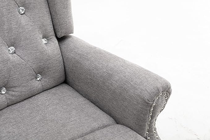 Recliner Chair Adjustable Home Theater Single Fabric Recliner Sofa Furniture with Tufted Woven Fabric Push Back Recliner Wingback Armchair For Living Room Modern Living Room Recliners (Light Gray)