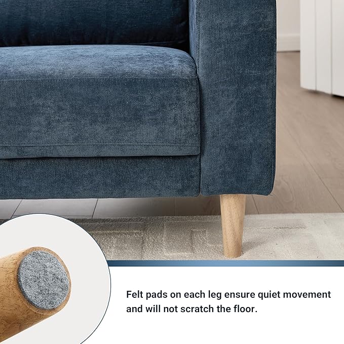 Tbfit 84 L-Shaped Sectional Sofa Comfy Upholstered Couch with Chaise Modern Fabric Living Room Furniture for Home Office Blue