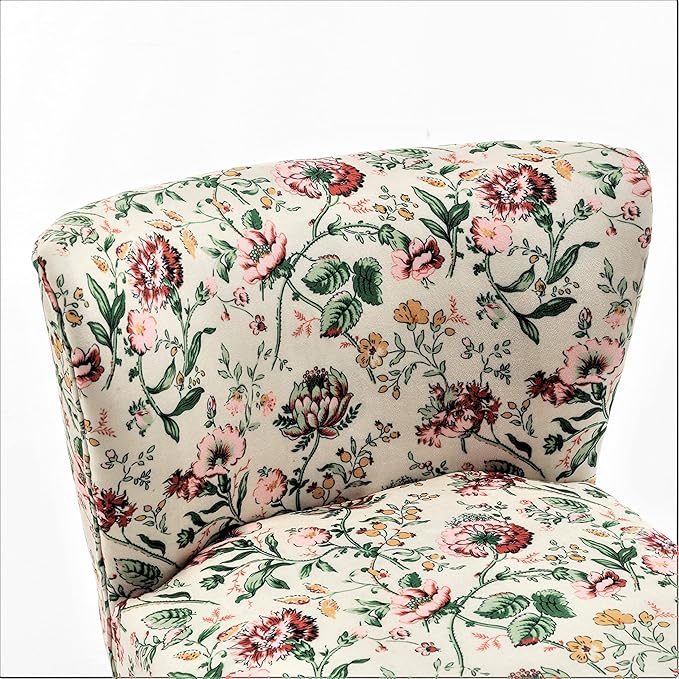 Thia Armless Accent Chair for Living Room Elegant Seat with Nailhead Trim Gold Metal Legs and Comfortable Curved Back 28 D x 25 W x 29.5 H 03 Floral Print