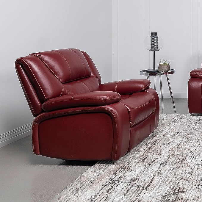 Coaster Home Furnishings - Camila - Leatherette Upholstered Glider Recliner Chair - Manual Recline Padded Armrests Plump Back Smooth Gliding Motion - Living Room - 38-Inch - Red - 610243