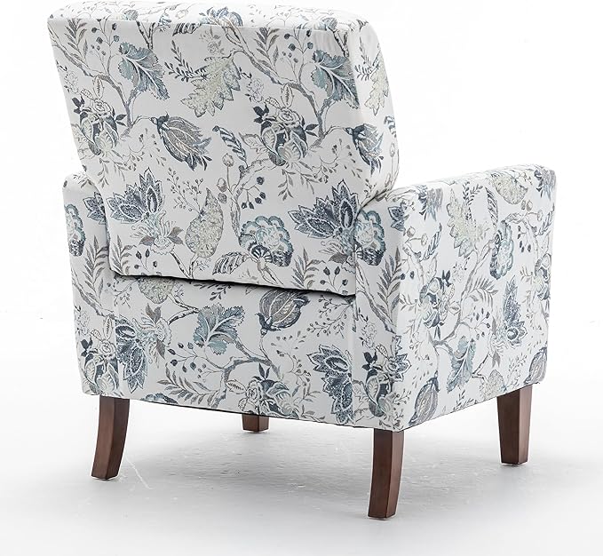 Contemporary Accent Arm Chair with Birch Wood Frame and Velvet Upholstery Armchair for Office and Living Room Decor Removable Cushions 07 Printed Fabric