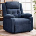 Power Recliner Chair for Adults Oversized Electric Recliner with Thickened Cushions Chenille Fabric Reclining Chair for Living Room Bedroom Blue