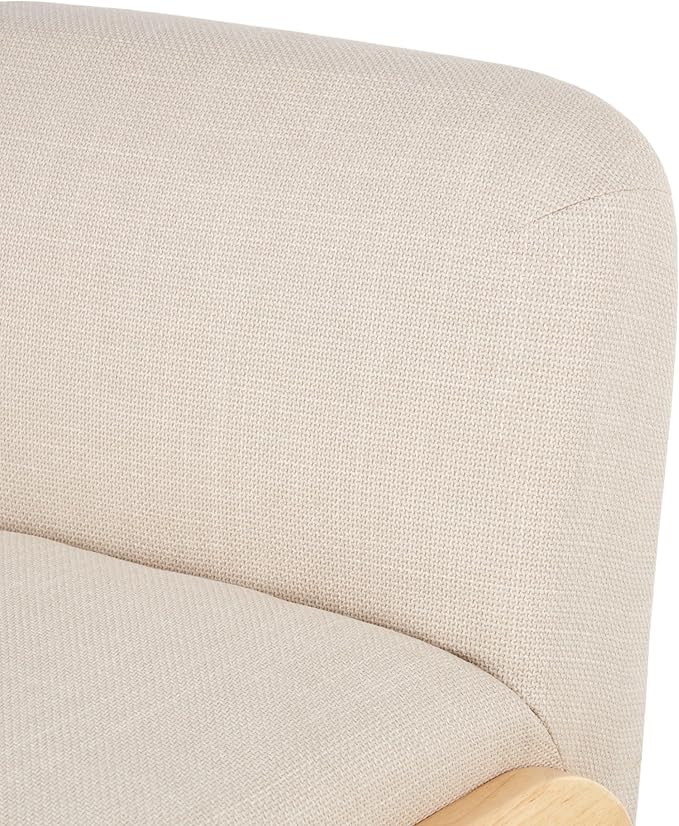 Deco 79 Polyester Living Room Accent Chair Square Boucle Side Chair with Brown Wooden Legs Corner Chair 27 x 28 x 29 Beige
