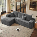 VanAcc 106’’ Oversized Modular Sectional Sofa Deep Seat Cloud Couch with Corduroy Upholstery L Shaped Boneless Sofas Easy No-Assembly Lounge Couches for Living Room Grey