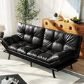 71 Convertible Futon Sofa BedBright Black Faux Leather Futon CouchMemory Foam Reclining Sleeper Sofa BedModern Folding Small Loveseat Couches for Living RoomOfficeApartment