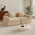 Boneless Couch81 No Assembly Oversize Modular Sectional Cloud CouchCompressed Sofa in a Box Solid Foam Corduroy Sofa with Ottoman for Living Room (Camel Corduroy2 Seats)