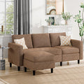 JAMFLY Sectional Sofa Couch Convertible L Shaped Sofas with Ottoman Small Sectional Couches for Living Room 3 Seater Couch for Small Spaces Brown