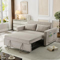 55.5 Fabric Convertible Sofa Bed Pull Out Sleeper Sofa Bed Loveseat Couch with Side Pocket 3 in 1 Convertible Sleeper Sofa Bed for Living Room Apartment Bedroom RV Light Grey