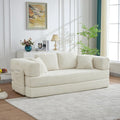 79.5 Folding Convertible Sofa Bed with Side Storage Pockets 4-in-1 Corduroy Boneless Couch No Assembly Loveseat Sleeper Floor Sofa Daybed Futon Couch for Living Room Bedroom Lounge Beige Upgraded