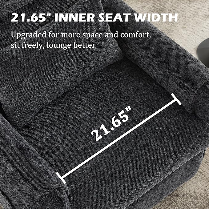 Power Recliner Chair Small Recliners for Small Spaces Electric Recliner Chairs for Adults with Memory Function Reclining Chair with Remote Pillow and Side Pockets Living Room Chenille