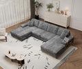 137” Oversized Corduroy Sectional Sleeper Sofa with Double Storage Chaise U Shaped 4 Seat Sectional CouchDark Gray