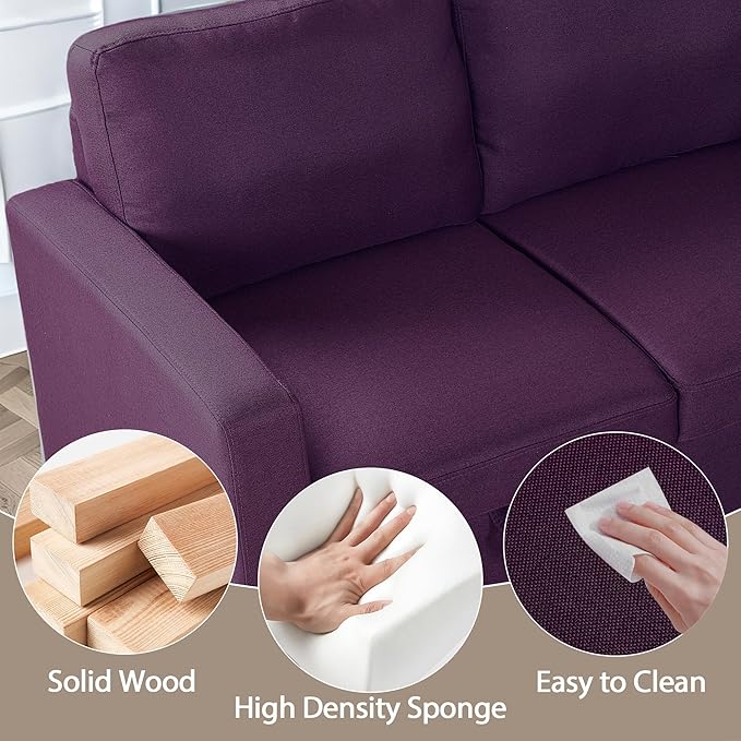 Sleeper Sofa Couch with Pull Out Bed L Shaped Couch Bed with Storage Sectional Sleep Couches Convertible Sleeper Sofa Beds W/Reversible Chaise&ampBack Cushion for Living Room Purple