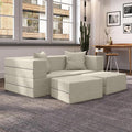 Jaxx Zipline Convertible Sleeper Loveseat &amp Ottomans Textured Microvelvet - Ivory