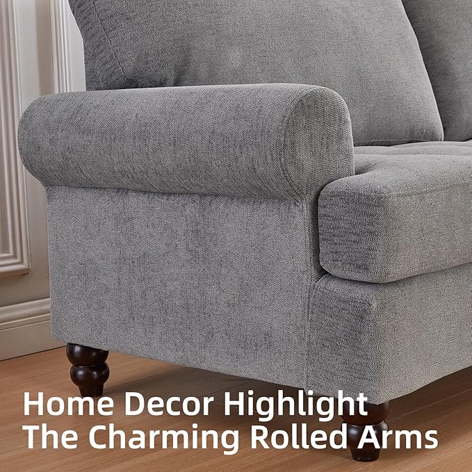81” Sofa Couch with Storage Mid Century Modern Decor Loveseat Couches for Living Room Button Tufted Upholstered Small Couch for Bedroom Apartment (Gray)