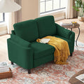 60 Small Loveseat Sofa Mid Century Modern Love Seat Couch with Back Cushions and Wood Legs 2 Seater Couches for Living Room Bedroom Small Spaces (Green)