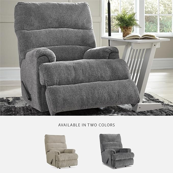 Signature Design by Ashley Man Fort Contemporary Rocker Recliner Gray