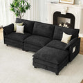 106 L Shaped Modern Modular Sectional Sofa Chenille Cloud Couch with Storage Ottoman Deep Seat Couches with Side Pocket for Living Room Bedroom and Apartment Dark Grey