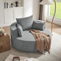 Oversized 55 W Upholstered 360° Swivel Accent Barrel Chair and a Half Modern Comfy Cuddler Sofa Lounge with Pillows for Living Room Bedroom Hotel(Chenille Grey)