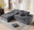 KIVENJAJA 98.8'' Small L-Shaped Sectional Couch with Chaise Fluffy Corduroy Cloud Couches Compression Boneless Sofa for Home Living Room Apartment Office No Assembly Required Grey