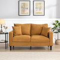 Corduroy Loveseat Sofa 2-Seater with Metal Legs Modern 57'' Compact Couch for Small SpacesMini Couches for Living Room/Apartment/Dorm/OfficeSettee (Corduroy Orange)