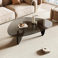 Honyee Morden Coffee Table 42.5 x 28.5 x 16.1 Triangle Tempered Glass Top for Living Room Color: Black