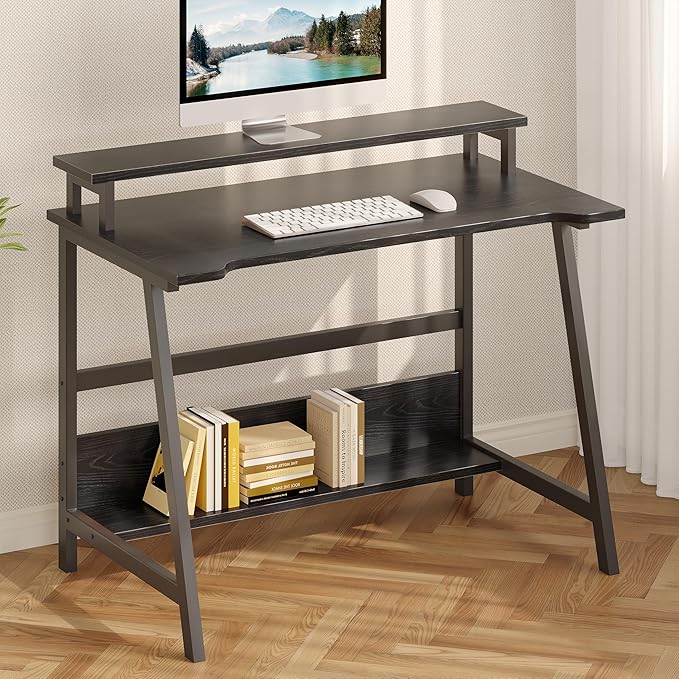 ALISENED 31.5 Inch Small Office Desk with Storage Small Desk for Small Spaces Compact Home Office Desk Mini Study Desk for Bedroom Black