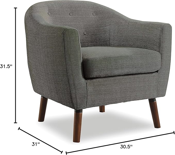 Homelegance Lucille Modern Accent Chair Upholstered Reading Chair with Button-Tufted Back Sloped Arms Removable Seat Cushion Cover and Espresso Wood Legs for Living Room Bedroom or Office Gray