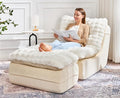 Hobestluk Sofa Couch Foam Sofa for Small Spaces Comfy Sofas with Footrest Couch Recliner Small Sofas for Living Room Bedroom Apartment (White)