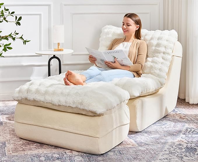 Hobestluk Sofa Couch Foam Sofa for Small Spaces Comfy Sofas with Footrest Couch Recliner Small Sofas for Living Room Bedroom Apartment (White)