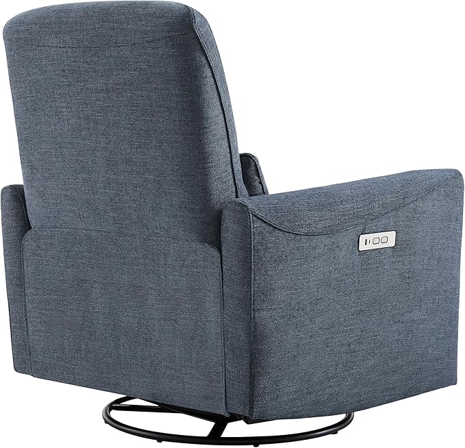 CHITA Power Recliner Chair Swivel Glider FSC Certified Upholstered Fabric Living Room Nursery Reclining Sofa Chair with Lumbar Support Ink Blue