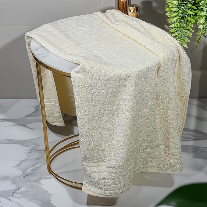 Tens Towels Pack of 2 Extra Large Bath Sheets 35 x 70 Inches 100% Cotton Larger &amp Lighter Weight Quicker to Dry Super Soft &amp Absorbent Oversized Bath Towels Cream