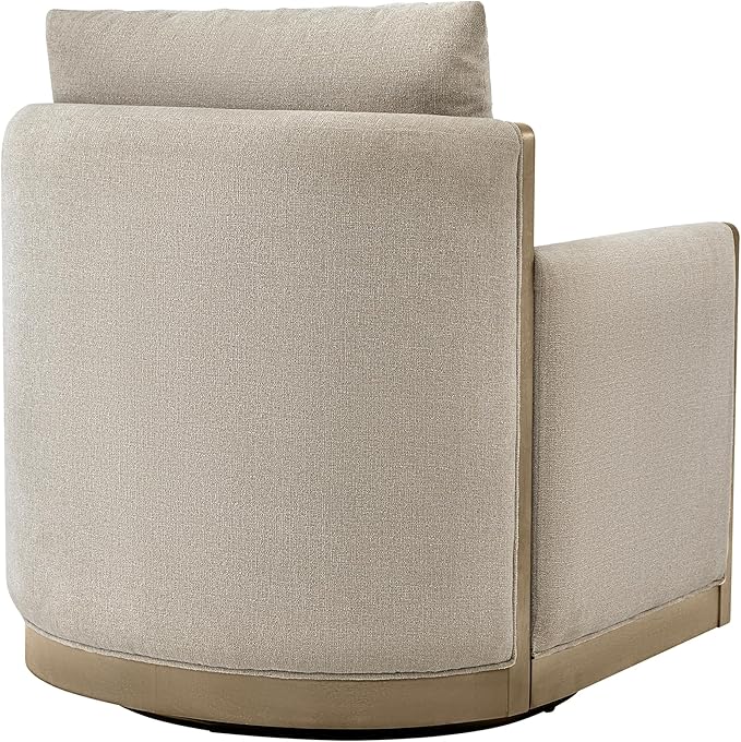 CHITA Swivel Accent Chair Living Room Arm Chair Mid Century Modern Reading Chair Barrel Chair Fabric in Khaki
