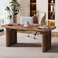 Tribesigns 62-Inch Modern Executive Desk Wood Office Desk Large Aesthetic Computer Desk with Double Pedestal Workstation for Home Office (Brown)