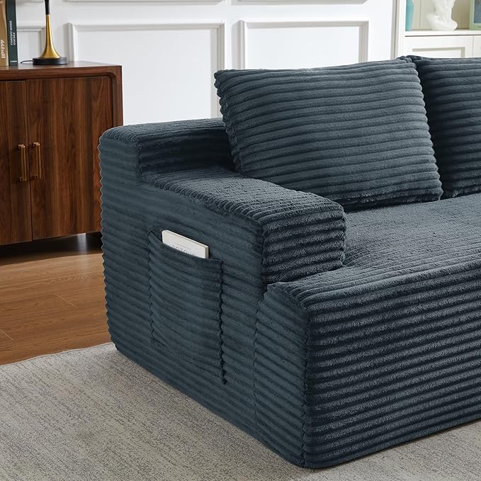 L-Shaped Boneless Couches for Living Room - 96 Cloud Modular Sectional Sofa Chaise Fluffy Comfy Couch with Deep Seat No Assembly RequiredDark Grey