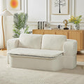 KEIKI 74.8'' Convertible Sleeper Sofa Bed Modern Folding Futon Couch with Cushion Blanket Floor Foam Compression Sofa Bed Couch for Living Room Bedroom Apartment No Assembly Required Beige
