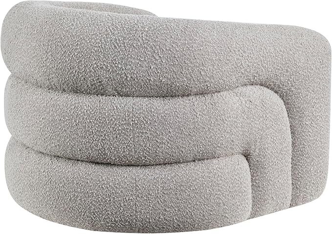 Lexicon Modern Swivel Accent Chair Cozy Boucle Arm Chair with Plush Curved Back Soft Stitching Cushions for Living Room/Bedroom/Office Fully Assembled Gray