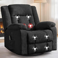 Rocker Recliner Glider Recliner Chairs for Adults 360° Swivel Rocking Chair with Massage and Heating Nursery Chair with Storage and USB Charging for Living Room Bedroom Nursery