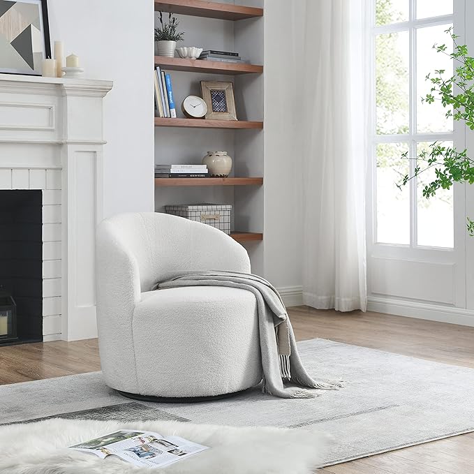 Swivel Barrel Chair Living Room Swivel Chair with Round Storage Chair 360 ° Swivel Club Chair Nursery Bedroom Office Hotel with upholstered Modern Armchair Fabric