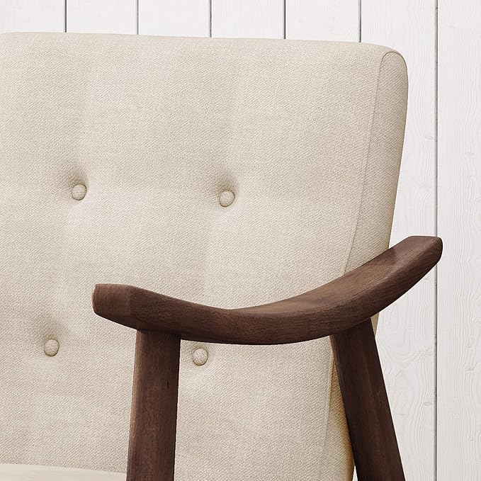Christopher Knight Home Aurora Mid-Century Modern Accent Chair Rubberwood Beige Brown