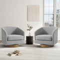 Swivel Barrel Chair Modern Round PU Leather Accent Armchair for Living Room Bedroom Oversized Comfy Club Reading Chairs for Adults (Chenille Light Grey Set of 2)