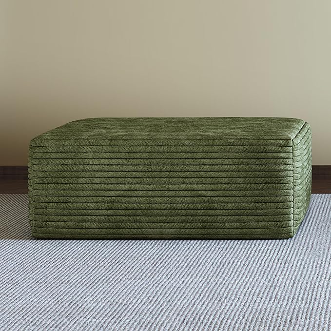135.4 Oversized U Shaped Modular Sectional Sofa Cloud Couch with Chaise Lounge and Movable Ottoman Fluffy Corduroy Upholstered Boneless Sofa Deep Seat Couches w/Pillows | 35D Full Foam Compressed