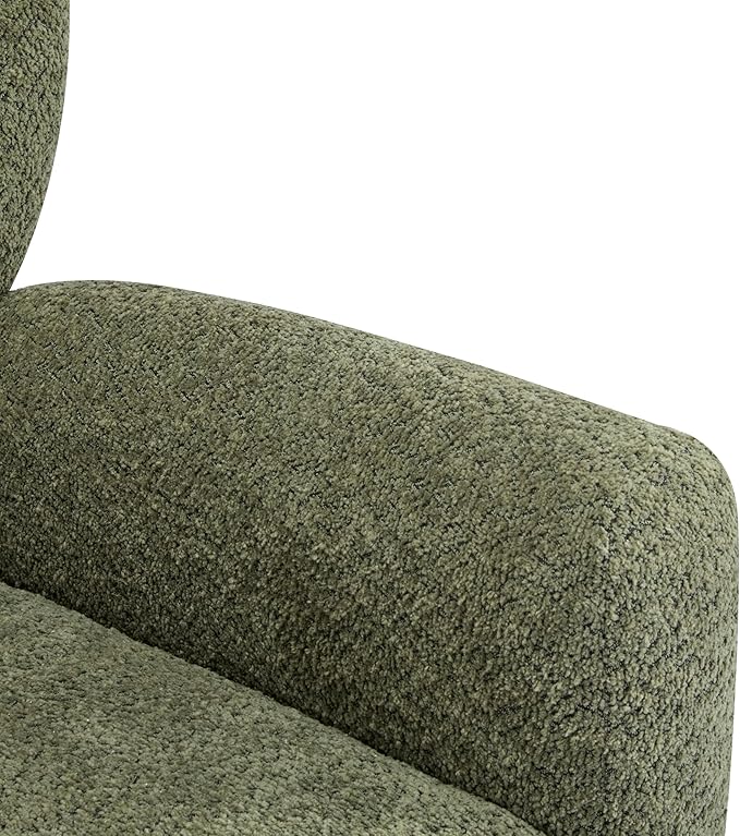 Christopher Knight Home Lindy Wingback Accent Chair Upholstered Armchair with Rounded Wooden Legs Curved Backrest Single Sofa Soft Cushion Seating Comfy Lounge Chair for Living Room Olive Green