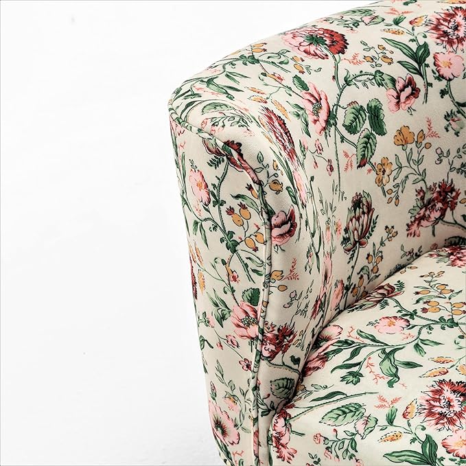 Thia Armless Accent Chair for Living Room Elegant Seat with Nailhead Trim Gold Metal Legs and Comfortable Curved Back 28 D x 25 W x 29.5 H 03 Floral Print