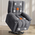 Sweetcrispy Power Lift Recliner Chair with Vibration Massage and Heat for Elderly Ergonomic Overstuffed Breathable Fabric Reclining Chair with 3 Pockets Remote Control Living Room Light Brown